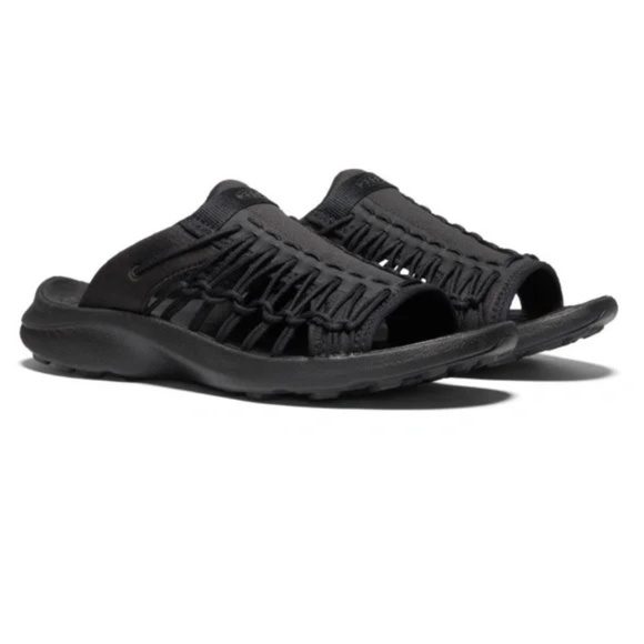 Men's / Unisex KEEN UNEEK SNK Slide On Slippers In Black/Black - Picture 3 of 16